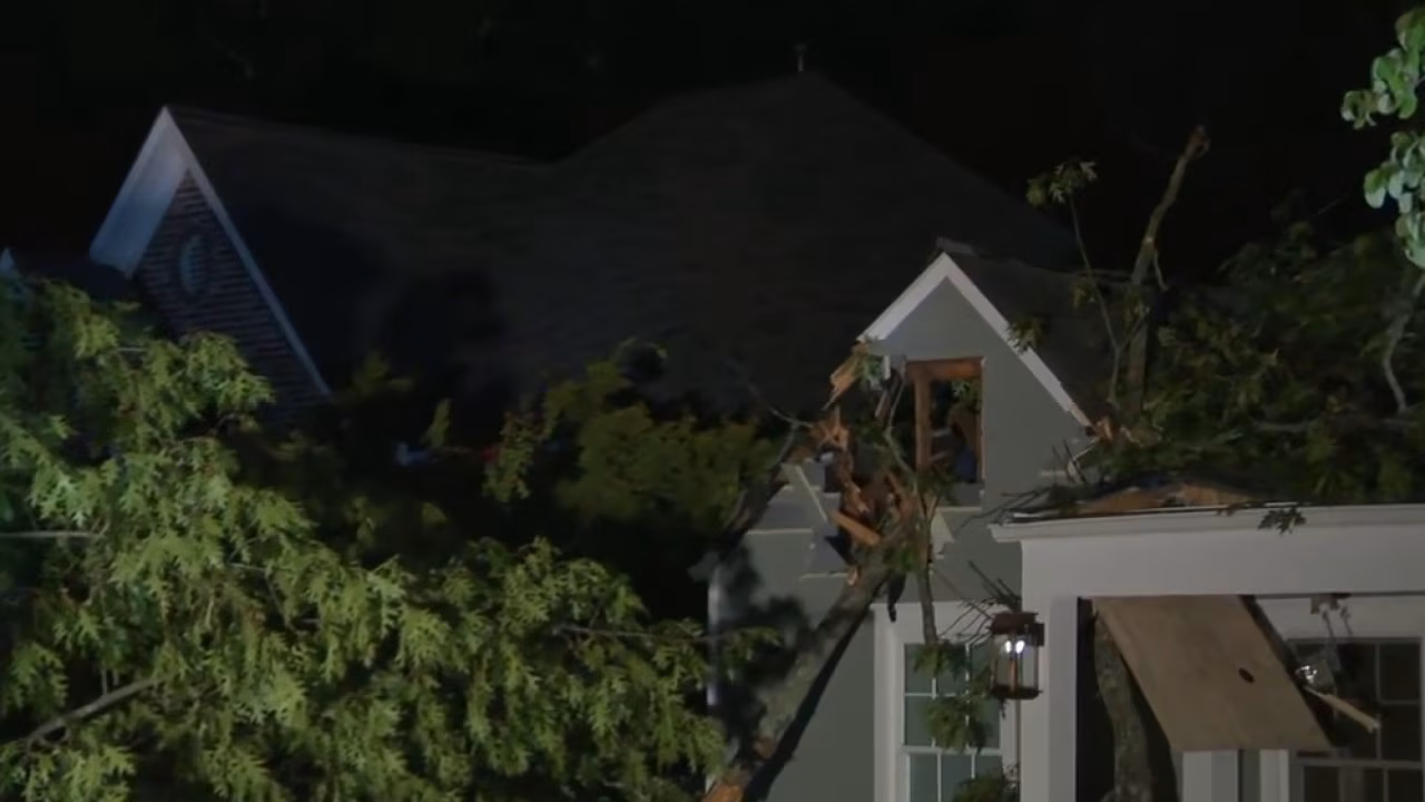 Large tree crashes onto DeKalb home, knocks out power